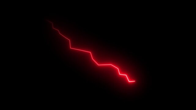 Glowing neon arrow business graph chart animation. business success arrow concept. Neon business growth animation with down arrow. neon line graph animation video 4k quality video.