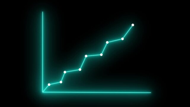 neon business graph growth concept animation. Business growth concept on graph chart showing growth of marketing sales profit up to future target. business graph line success. 4k video
