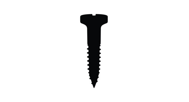 Black Screw Silhouette On White Background Minimalist Design Silhouette