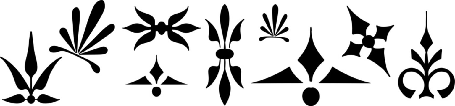 Black vintage ornamental flourishes and decorative borders set isolated on transparent background