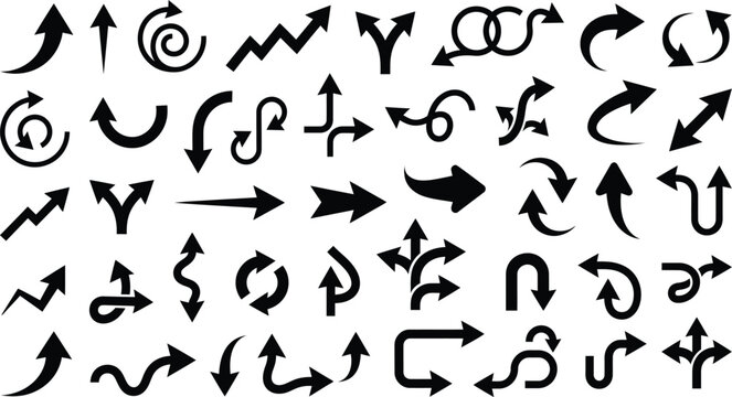 Modern arrows set. arrow icons. Directional symbols collection. Vector illustration isolated on white background.