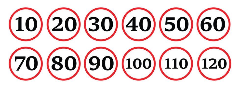 Numbered circles with red outlines against a white background displaying values from ten to one hundred twenty circle