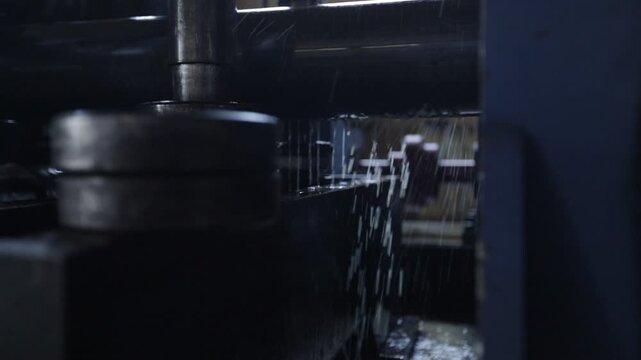 Metal Processing Factory. Industrial Metal Processing Factory. CNC Steel Machine Operating In Slow Motion. Automated Precision Metalworking, Sparks, Heavy Industry Production Process.