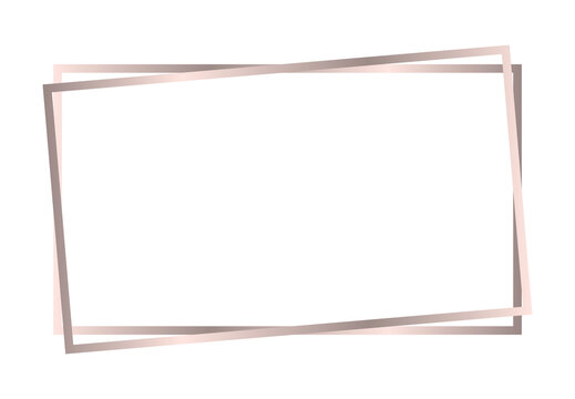 Minimalist rectangular rose gold double frame graphic border as isolated element