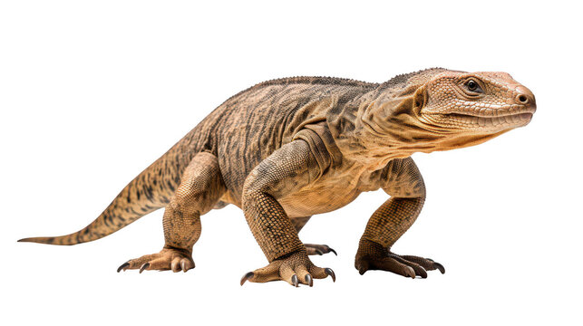 Komodo Dragon Walking on transparent white background