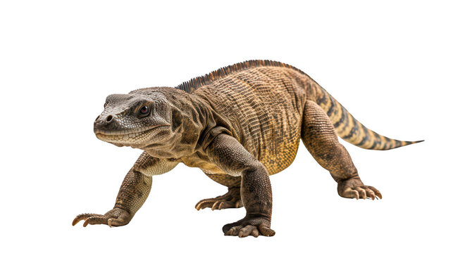 Komodo Dragon Walking on transparent white background