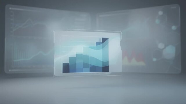 Medium shot showcasing a focused mortality risk tier graph generated by AI set against a blurred background displaying confidential health metrics.