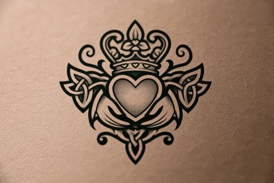Claddagh tribal tattoo design in bold black line art