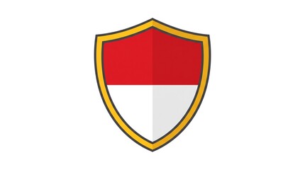 Obraz premium Indonesian National Flag Symbol Inside a Gold Bordered Shield for Security and Protection