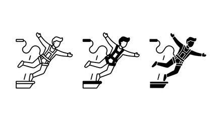Bungee Jumping Icons Set, Extreme Sports Vector Graphics, Thrill Adventure Silhouette Collection © Rebel