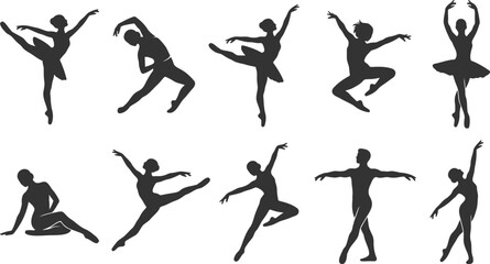 Ballet dancers in graceful poses vector silhouette collection © PIXAVIVE