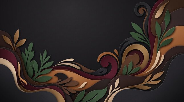 Food Advertisement  Abstract background Elegant decorative leaf and vine pattern in dark background