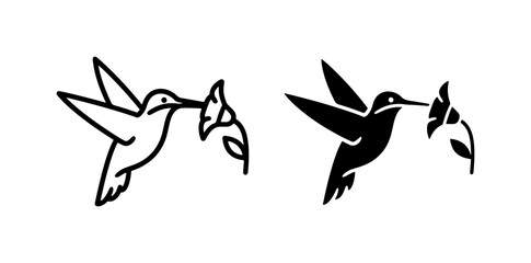 Hummingbird and Flower Icons: Minimalist Vector Art for Nature and Wildlife Designs © Arman