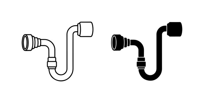 Plumbing Connector Icons, Flexible Pipe Fittings, Water Supply Adapters, Industrial Hardware Elements
