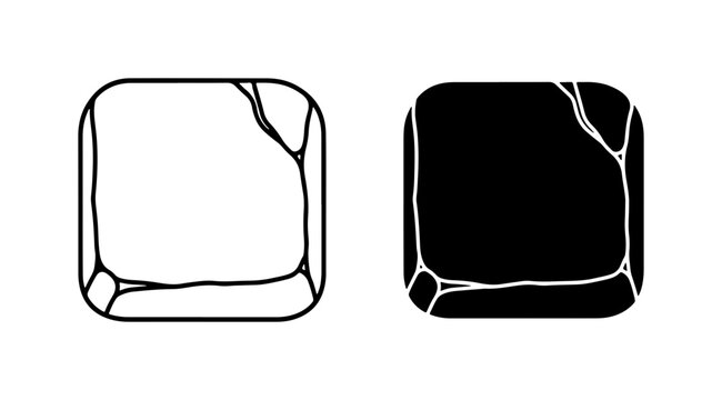 Abstract Organic Shapes, Minimalist Geometric Icons, Modern Rounded Square Elements, Black and White Design