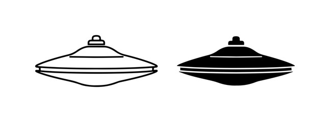 UFO Flying Saucer Icons, Spacecraft Vector Graphics, Alien Ship Symbols © Rahmat