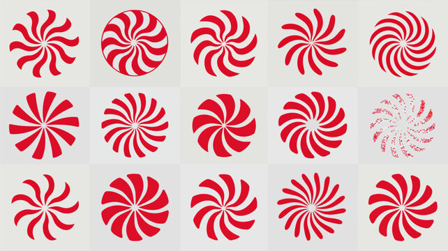 Red and white swirling spiral patterns on a light gray background red, white, swirl