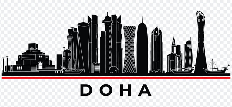 Doha city skyline silhouette vector illustration