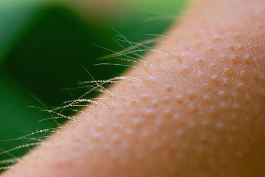Macro Close-Up of Human Skin with Dewdrops
