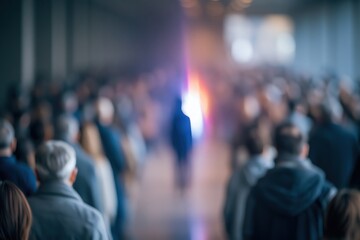 Fototapeta premium Blurred Audience at Event, Focused Light Source