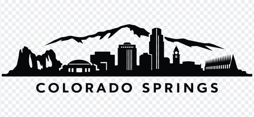 Colorado springs skyline silhouette with mountains © MstSabina