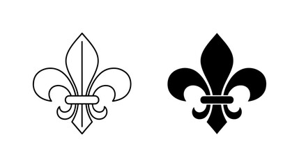 Fleur de Lis Icons: Classic French Symbol, Outline and Silhouette Vector Graphics © Rita
