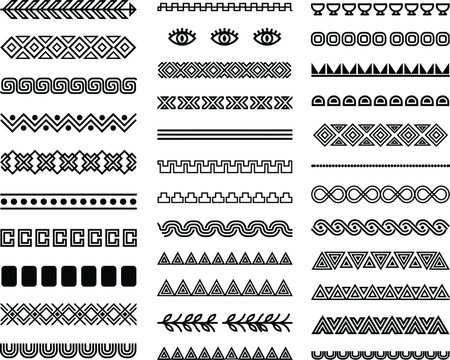 Black and white tribal pattern set for textile and surface design