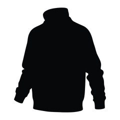 Solid black silhouette of a long sleeve sweatshirt with a collar, isolated on a white background, for apparel templates © Design Planer