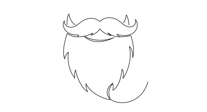 Elegant black line art of a man's beard and mustache combination