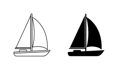 Sailboat Icons: Outline and Silhouette Vector Graphics for Nautical Themes, Marine Adventures, and Water Sports © Niaz
