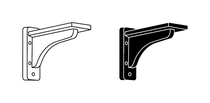 Shelf Brackets, Wall Mount Supports, Decorative Corbel Designs, Vector Icons