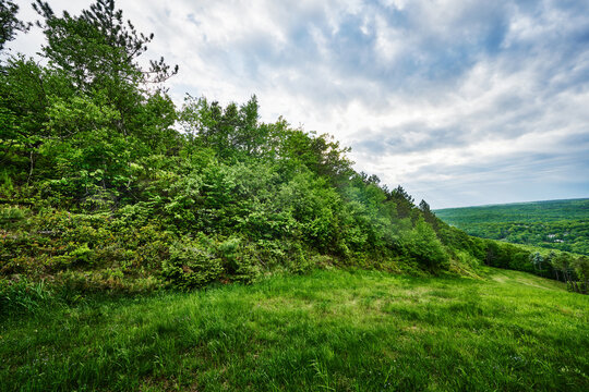 Summit overlook in Big Pocono State Park, located atop Camelback Mountain in Tannersville, Pennsylvania.