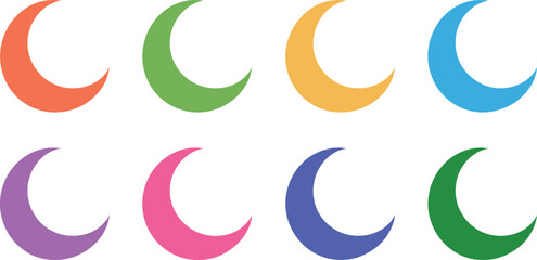 Colorful crescent moon icons set vector © MSTLOTFA