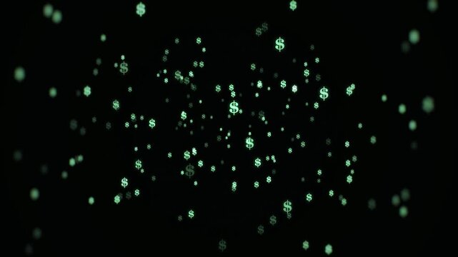Floating US Dollar Currency Symbols in Green Financial Overlay