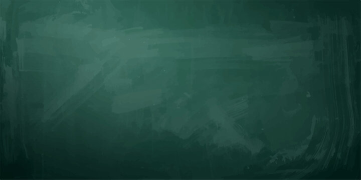 Green Blackboard Texture Background with Erased White Chalk Dust and Smudged Marks, Empty Classroom Chalkboard Surface for School Education, Design Templates and Backdrops.
