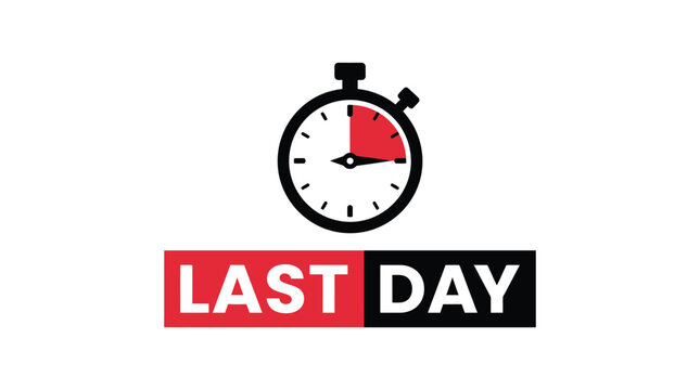 Minimalist vector illustration featuring a black and red stopwatch icon representing a final deadline concept