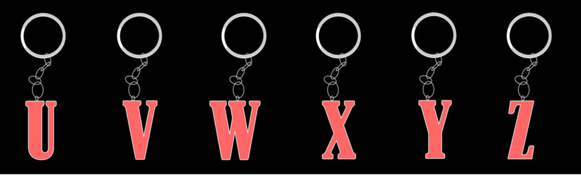 Keyring with letter U to Z
