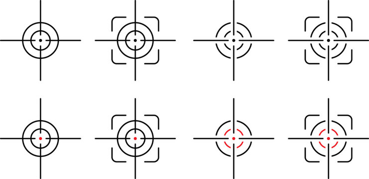 Set of crosshair icons. Target aim symbols for gaming and design.