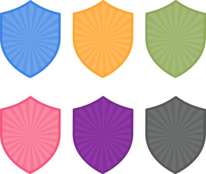 Modern colorful shield icons with radial background suitable for protection, cybersecurity and insurance concepts