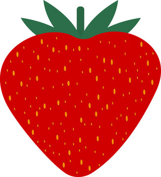 Fresh ripe strawberry flat vector illustration for healthy food, organic products, summer designs