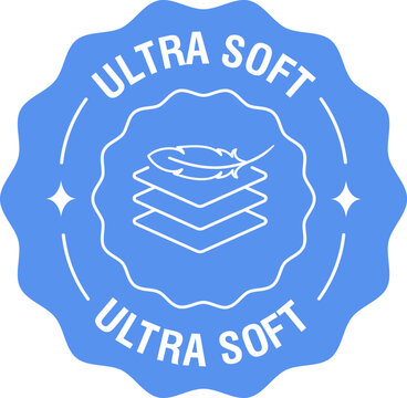 Premium ultra soft product badge with fabric icon for packaging, branding and textile product labels