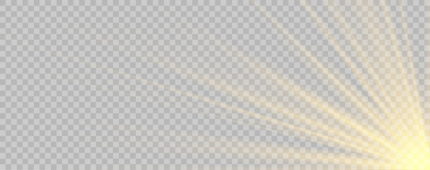 Radiant sunlight glow with sparkling magic beams, abstract golden illumination effect, transparent vector design for festive backgrounds, luxury stage lighting, bright lens flare overlay © Марк Крикуха