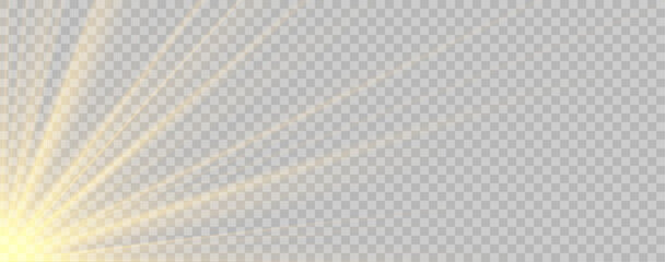 Radiant sunlight glow with sparkling magic beams, abstract golden illumination effect, transparent vector design for festive backgrounds, luxury stage lighting, bright lens flare overlay © Марк Крикуха
