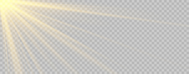 Radiant sunlight glow with sparkling magic beams, abstract golden illumination effect, transparent vector design for festive backgrounds, luxury stage lighting, bright lens flare overlay © Марк Крикуха