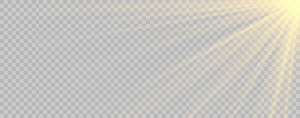 Radiant sunlight glow with sparkling magic beams, abstract golden illumination effect, transparent vector design for festive backgrounds, luxury stage lighting, bright lens flare overlay © Марк Крикуха