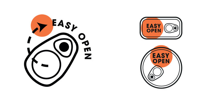 Easy Open Metal Can Food Packaging Label Design, vector illustration.