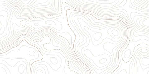 Fototapeta premium The concept of a conditional geography scheme and the terrain path.Geographic mountain relief diagram line wave carve pattern.Curvy wave isolines Vector illustration.