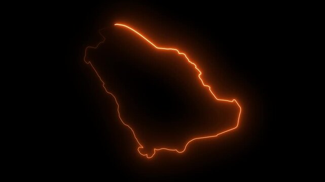 Animated Indian map icon with a glowing neon effect. neon glowing map silhouette. Animated map icon with a glowing neon effect. glow map illustration.