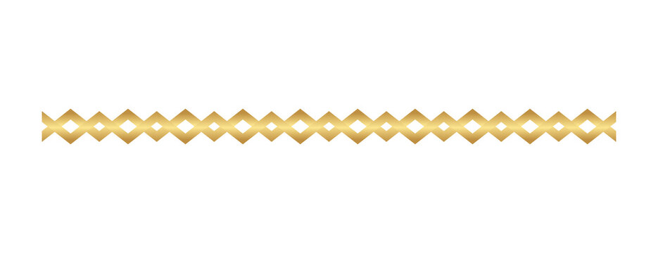 Golden diamond divider line. Elegant geometric separator. Decorative ornamental border.