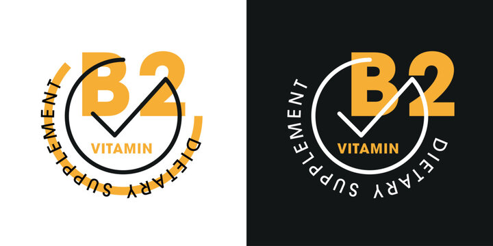 Vitamin B2 Dietary Supplement Label Template Design, with Medicine Capsules for Healthy Lifestyle.